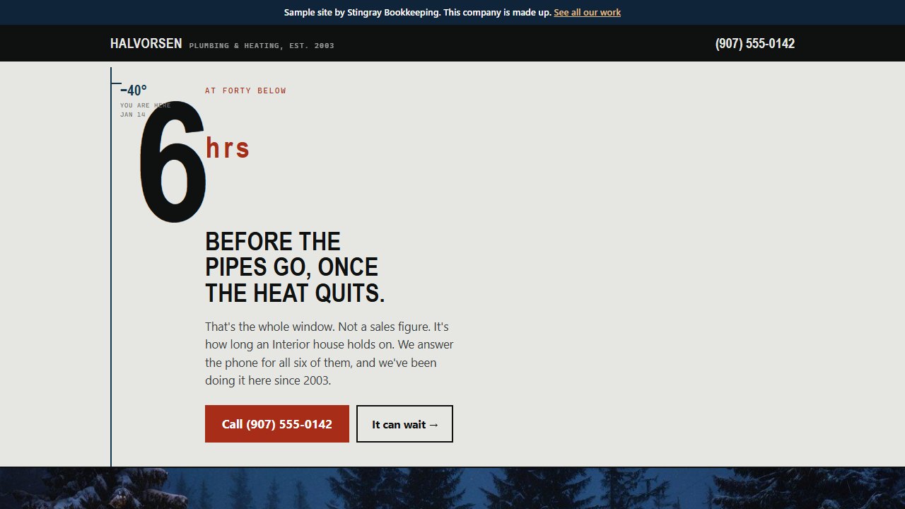 Sample website for a plumbing and heating company