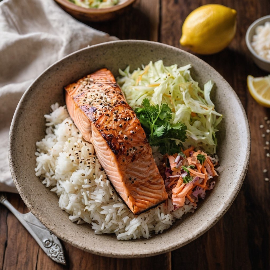 Grilled salmon bowl